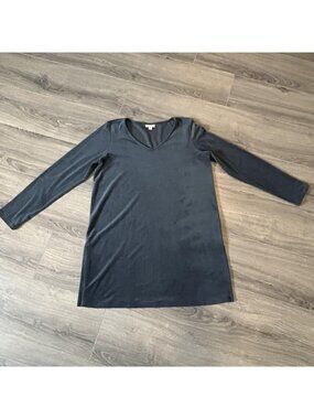 Pure Jill Top Womens M Tall Dark Teal Velour Long Sleeve V Neck Tunic Casual